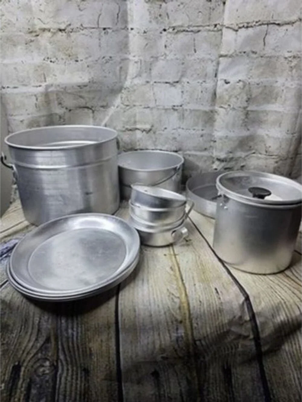 Vintage Aluminum Camping Cook Set 13 Pieces Plates Cups Pots